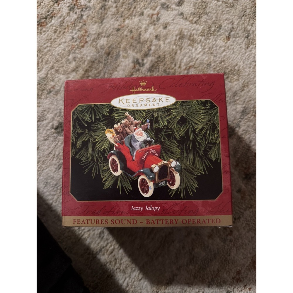 Hallmark Keepsake Christmas Ornament Santa Jazzy Jalopy Sound Vintage New 1999